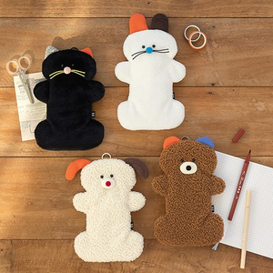 BB Fluffy Animal Cat Shape Pencase Cute Soft Students Pen Bag