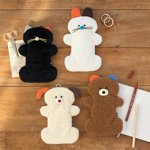 BB Fluffy Animal Cat Shape Pencase Cute Soft Students Pen Bag