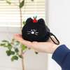 Cute Korean Style Airpods Pouch Soft Black Kitty Mini Key Coin Pouch for Girls