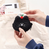 Cute Korean Style Airpods Pouch Soft Black Kitty Mini Key Coin Pouch for Girls