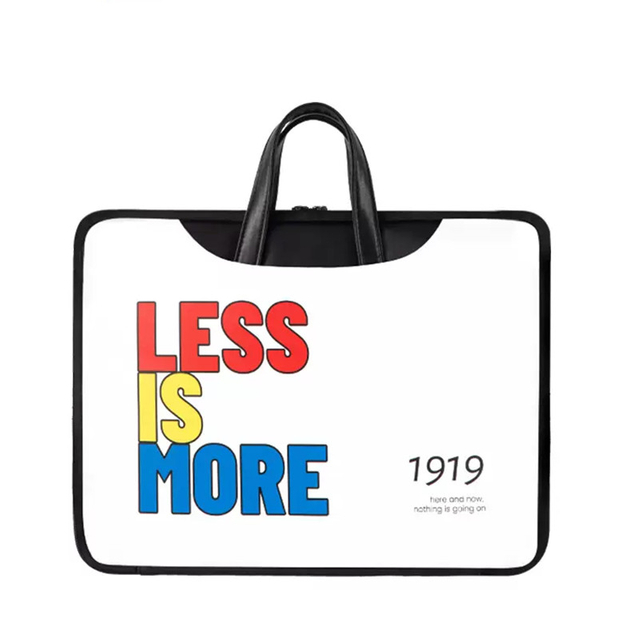 Custom Logo Design PU Leather Laptop Bag Less Is More Concept Travel Laptop Briefcase for Men Women