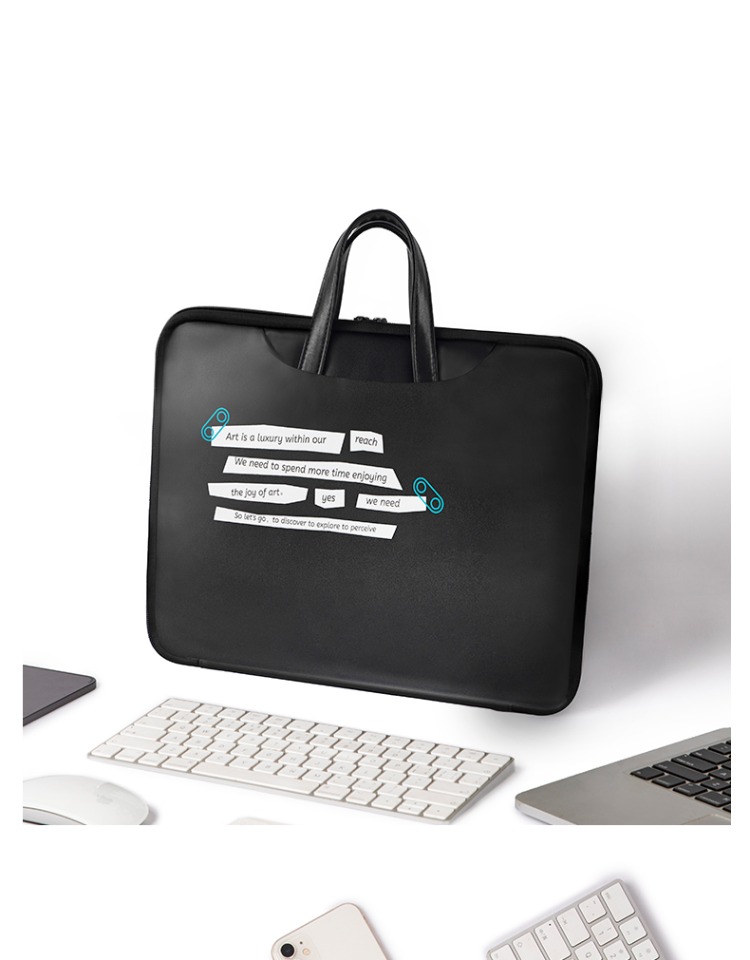 Simple black laptop bag scene show