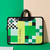 Custom Logo Design PU Leather Laptop Bag Chessboard Pattern Waterproof Laptop Briefcase