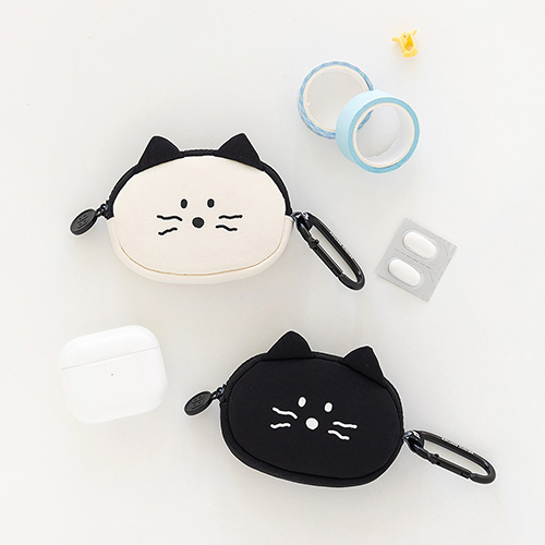 Cute Korean Style Airpods Pouch Soft Kitty Shape Earphone Pouch