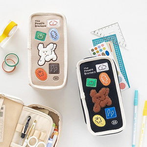 BB Poodle Zipper Open Pen Case Soft Animal Print Students Pen Bag