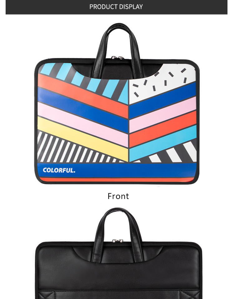 colorful stripe laptop bag front and back
