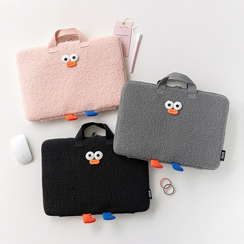 Cute Carton POMPOM Laptop Bag with Handle Strap Soft Cotton Shockproof Laptop Briefcase