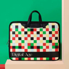 Custom Logo Design PU Leather Laptop Bag Retro Colorful Grid Laptop Briefcase