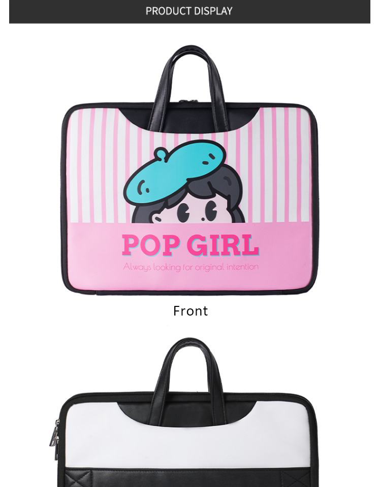 Girl character laptop bag front