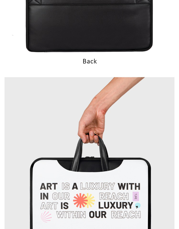 Letter PU laptop bag front &back