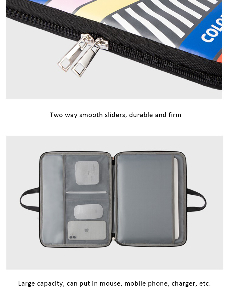 colorful stripe laptop bag inner