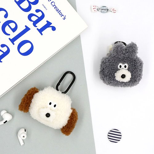 Cute Korean Style Airpods Pouch Soft Fur Dog Rabbit Shape Earphone Bag