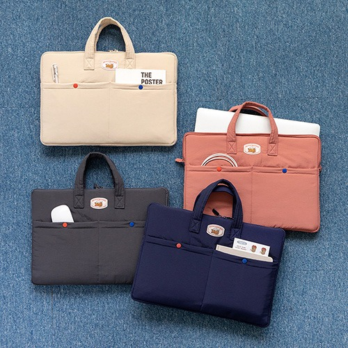 Soft Nylon Laptop Bag Simple Style Shockproof Laptop Sleeve with Handle Strap