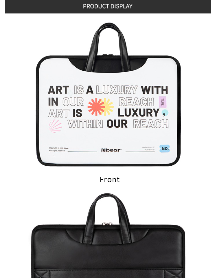 Letter PU laptop bag front and back