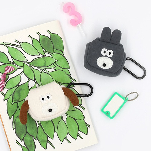 Cute Korean Style Airpods Pouch Soft Cottton Dog Rabbit Shape Mini Pouch 