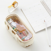 DD Clear Pen Case Transparent PVC Cute Animal Bear Print Students Pen Bag