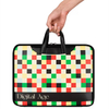 Custom Logo Design PU Leather Laptop Bag Retro Colorful Grid Laptop Briefcase